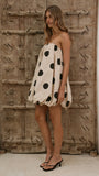 Everly Strapless Mini Dress Oat Black Polka