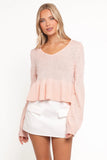 Molly Pearl Peplum Knit Sweater Light Pink