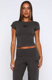 Break The Records Baby Tee Charcoal