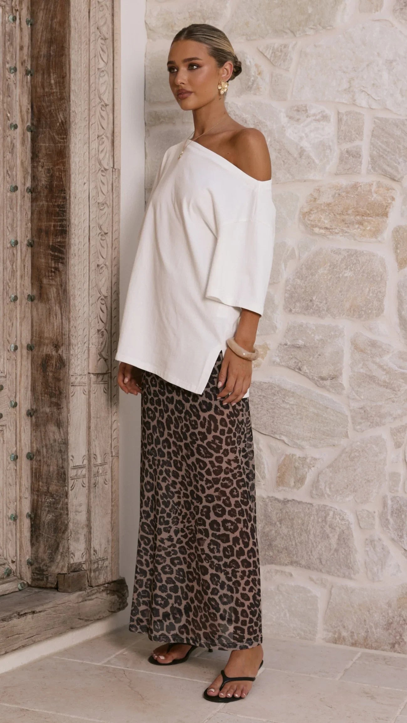 Onella Semi Sheer Maxi Skirt Leopard Print