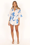 Kellie Romper White Blue