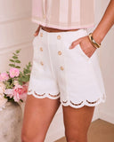 Faded Willow Twill Scallop Hem Mid Rise Short