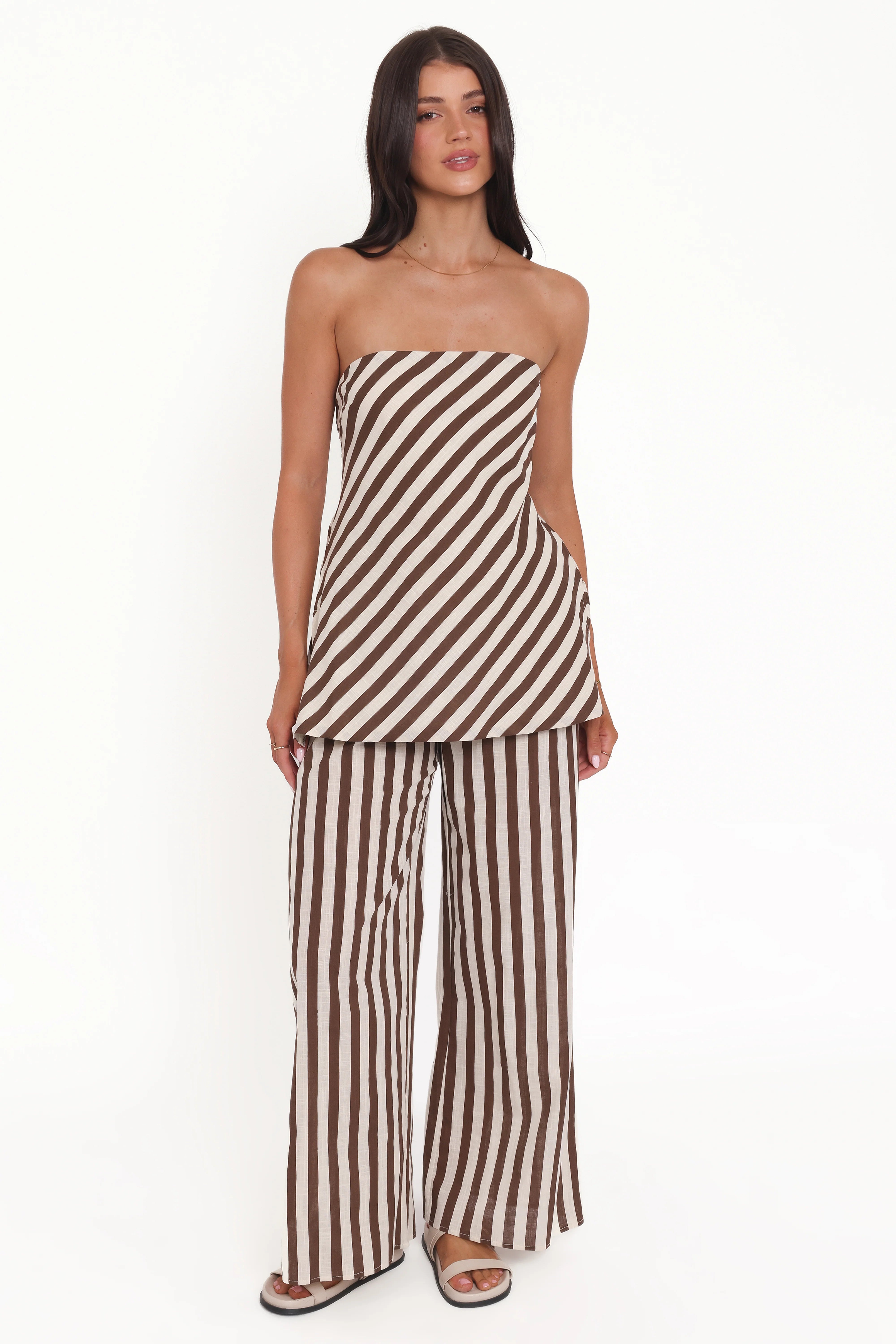 Kim Pant Set Brown Stripe