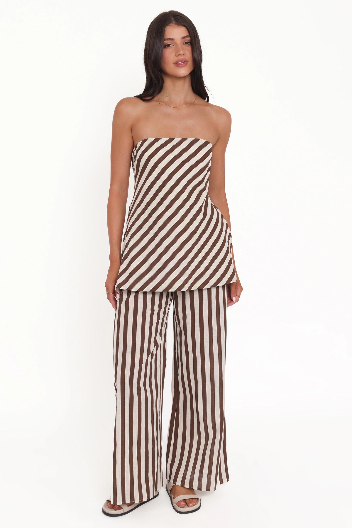 Kim Pant Set Brown Stripe