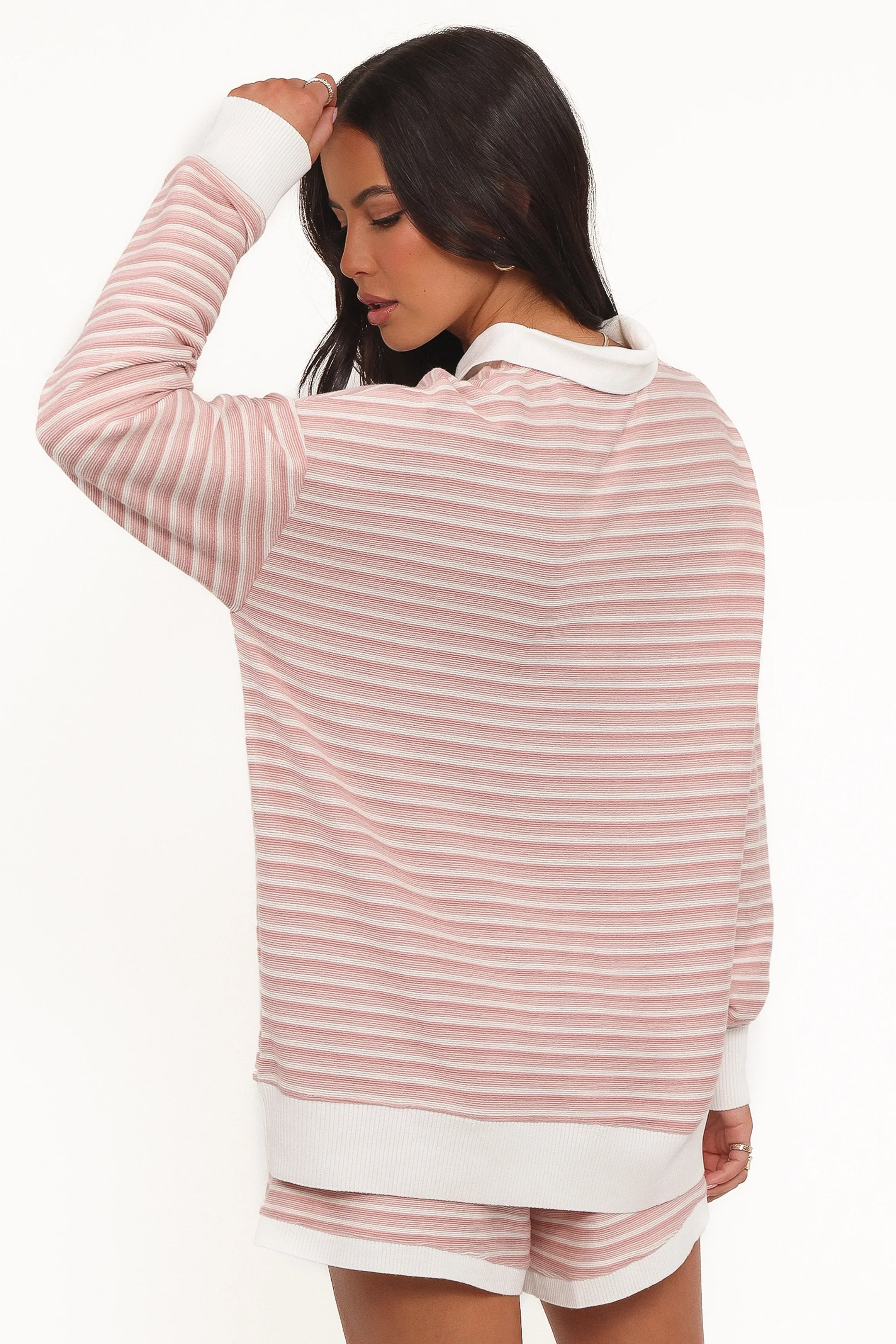 Dealia Knit Short Set Pink Stripe
