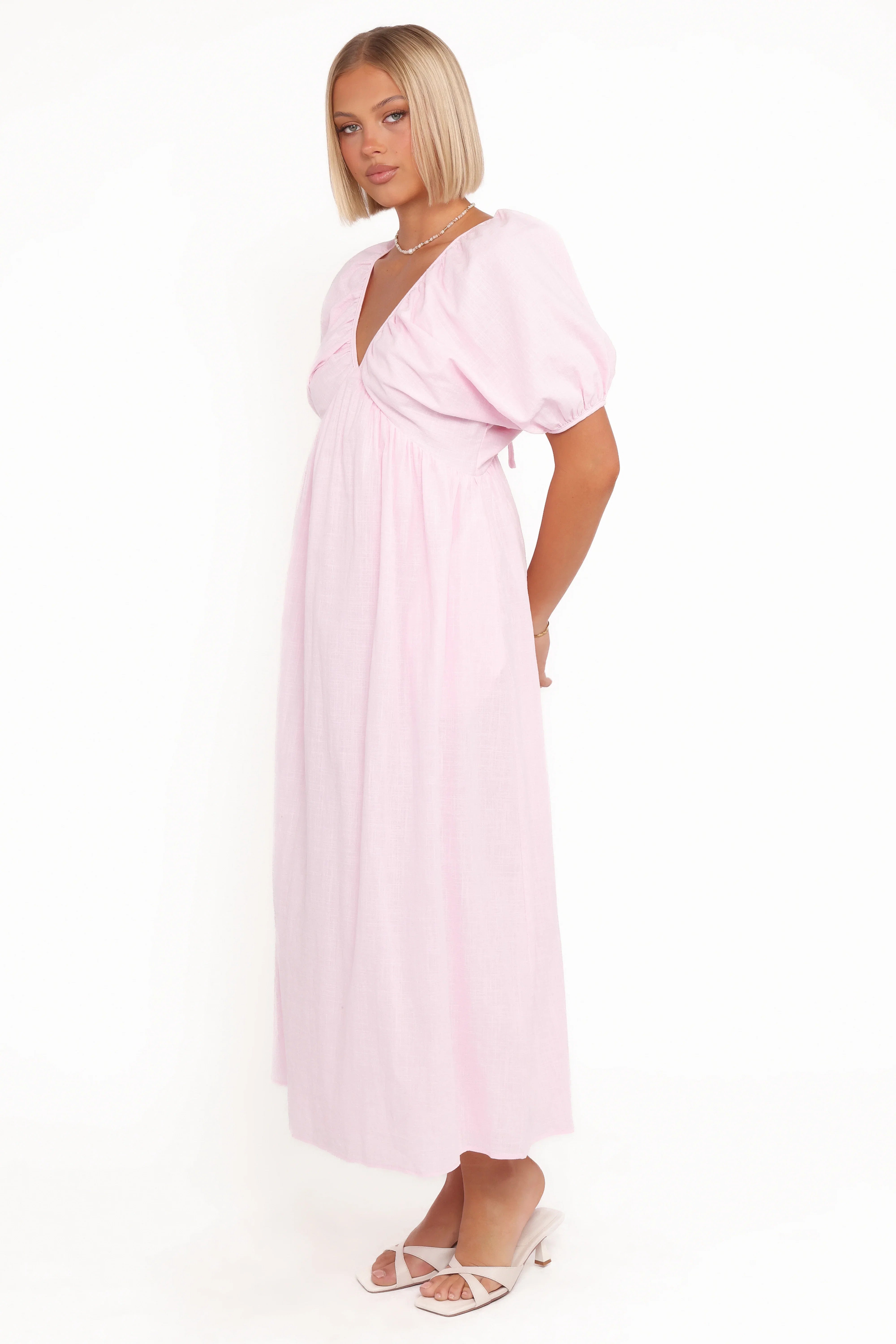Sullivan Puff Sleeve Maxi Dress Pink