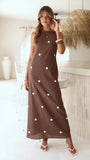 Vana Maxi Dress Brown White Polka