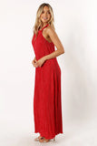 Melody Plisse Halter Maxi Dress Red