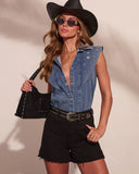 Sundancer Glow Embellished Denim Top