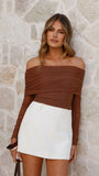 Isadora Off Shoulder Top Chocolate