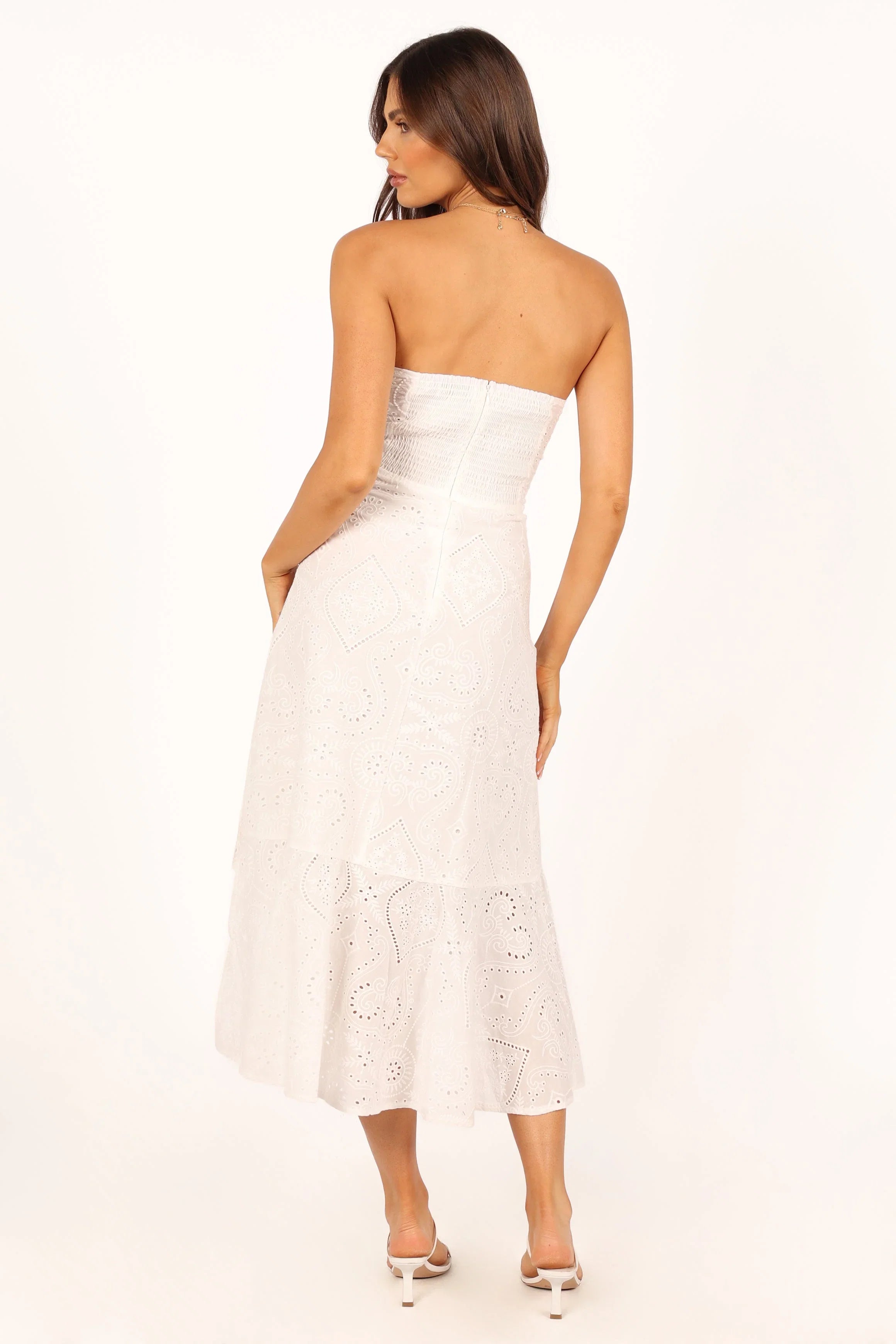 Melanie Strapless Midi Dress White
