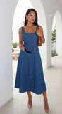 Denira Denim Midi Dress Blue