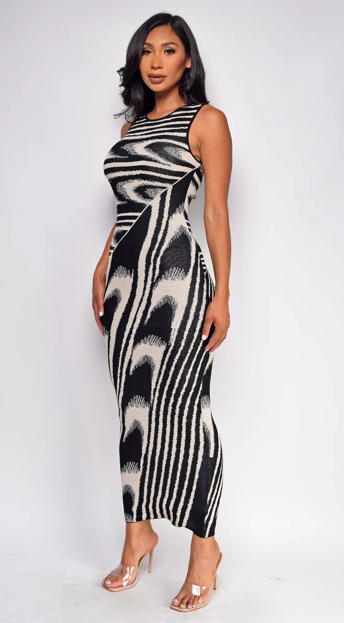 Sofia Abstract Maxi Dress Black