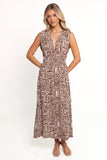 Solange Maxi Dress Chocolate Brown Print