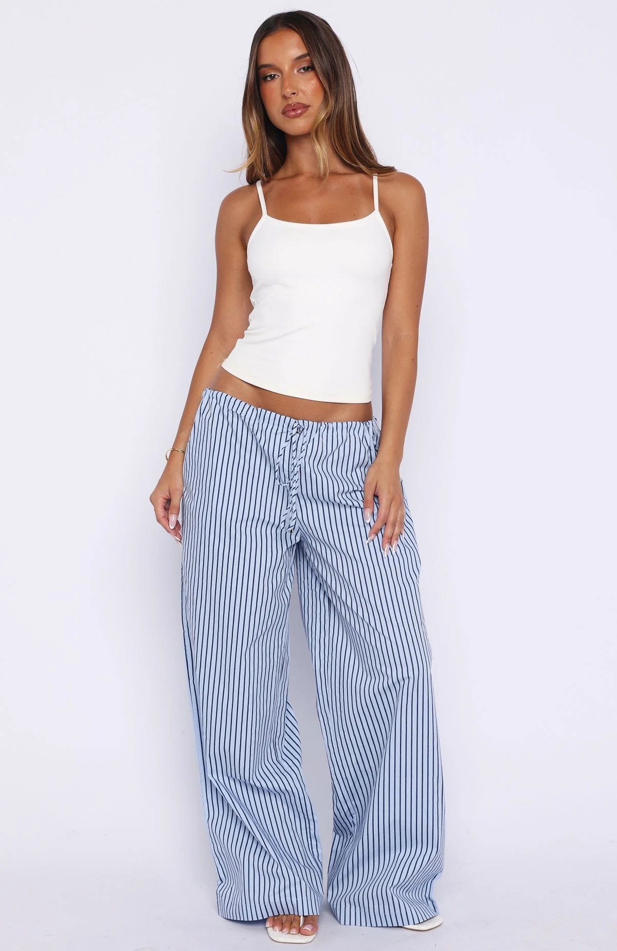 The Sweetest Love Drawstring Pants Blue Navy Stripe