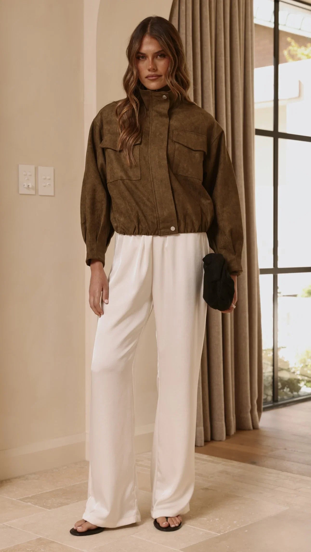 Josh Funnel Neck Jacket Khaki
