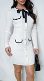 Maeve Contrast Ribbed Rhinestone Sweater Mini Dress Cream