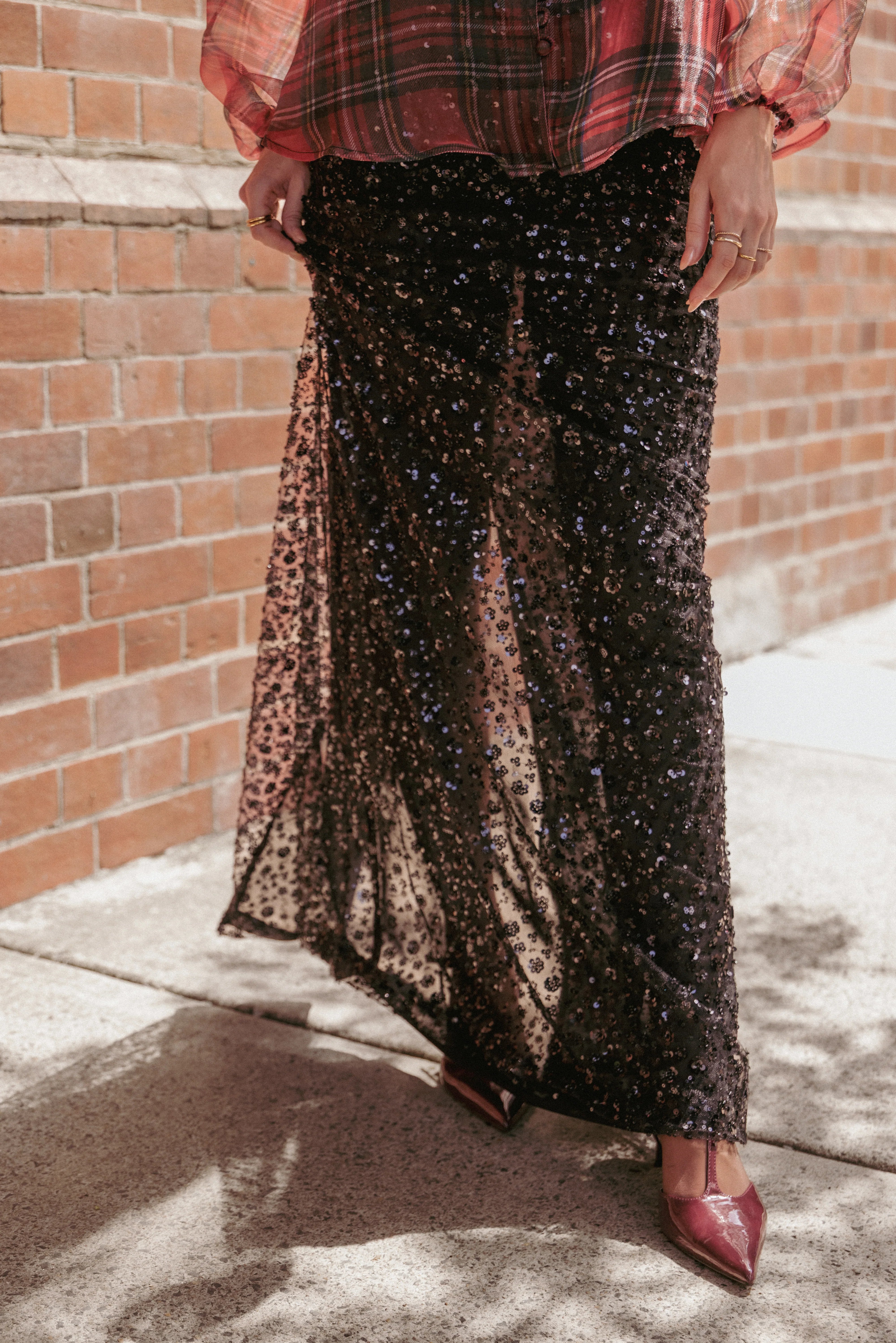 Jennings Sequin Maxi Skirt Black