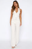 I Dont Compete Straight Leg Pants White