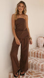 Yuki Strapless Top and Pants Set Chocolate