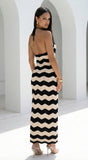 Solara Knit Halter Maxi Dress Cream Beige