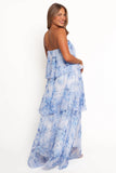 Bloom Strapless Maxi Dress Blue