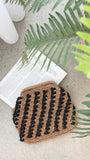 Eadie Crochet Weave Framed Clutch Black Natural