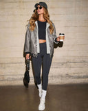 Campus Oversized Hooded Leather Bomber Jacket