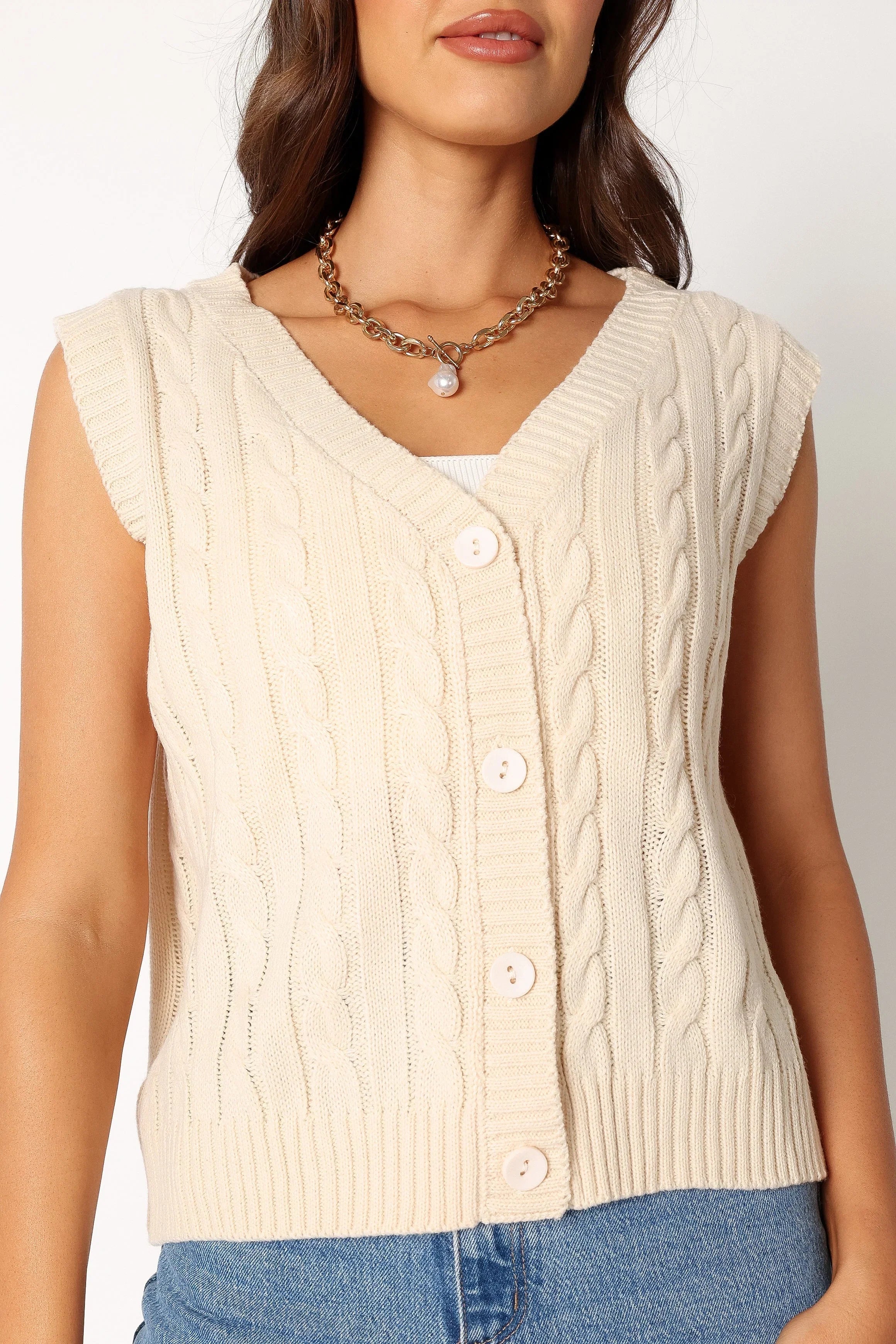 Kyle Knit Vest Cream