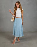 Refined Style Smocked Floral Lace Midi Skirt