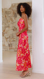 Miya Maxi Dress Pink Red Floral