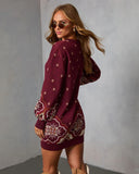 Rusted Rue Abstract Mini Sweater Dress