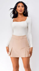 Jona Square Neck Long Sleeve Bodysuit Cream