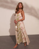 Daytime Glow Floral Color Block Maxi Dress