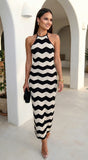 Solara Knit Halter Maxi Dress Cream Beige