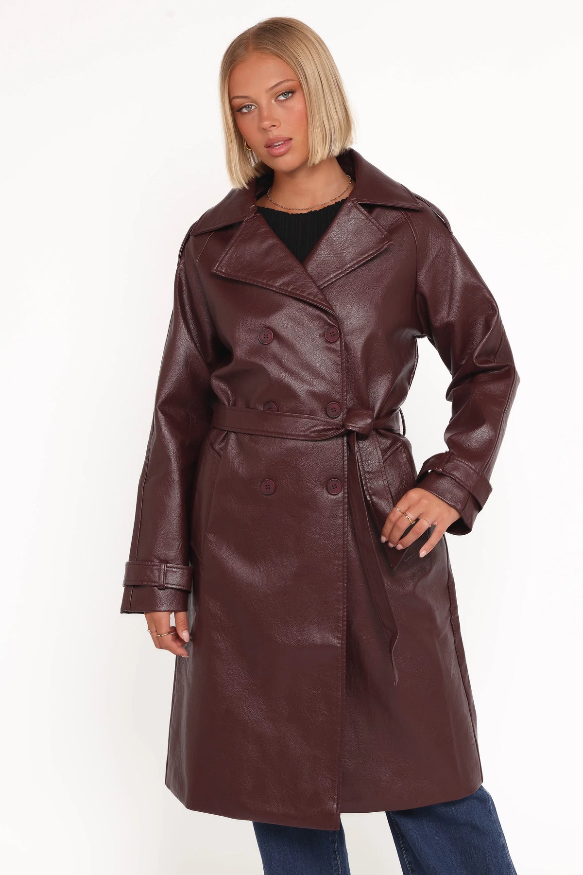 Vita Faux Leather Jacket Burgundy