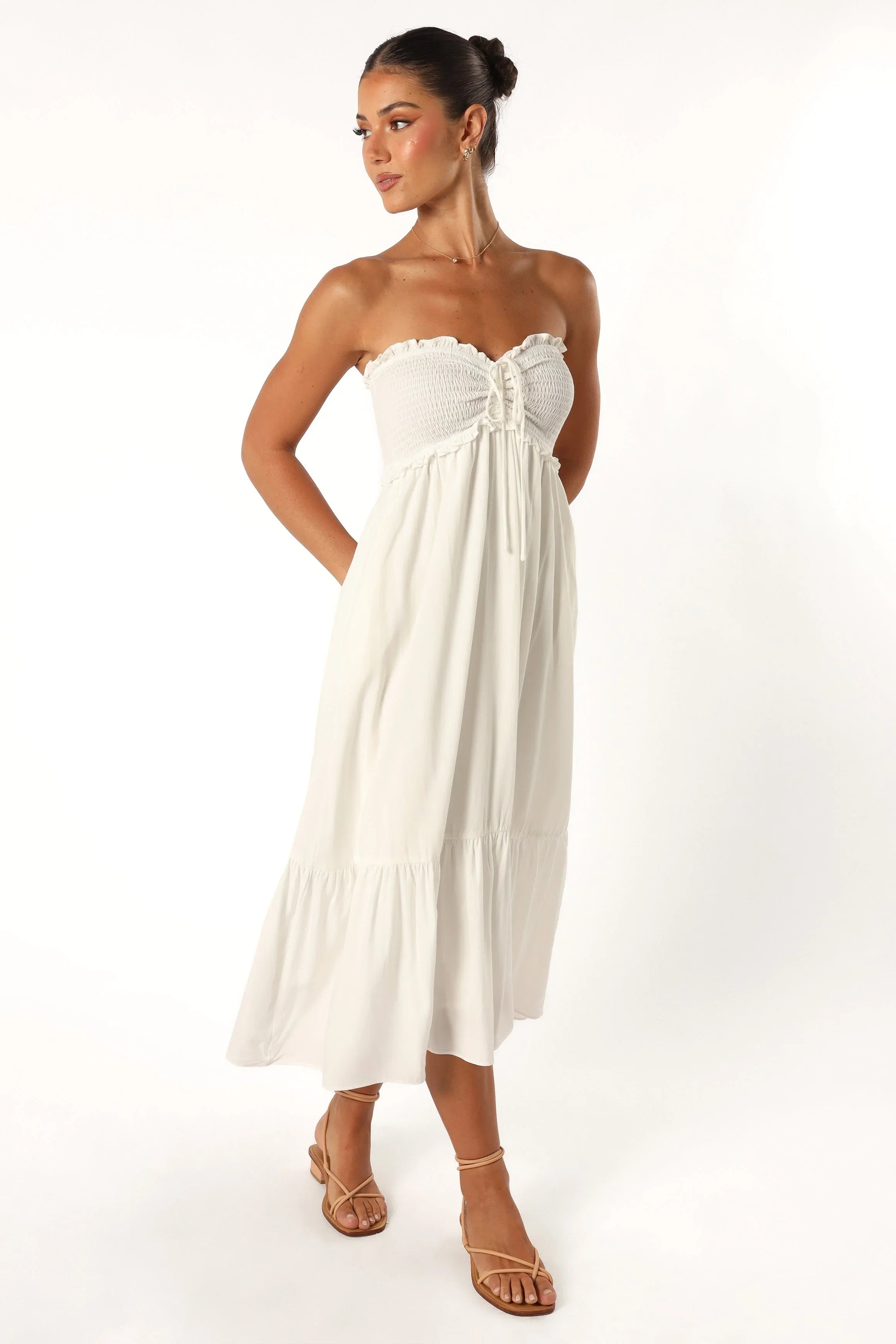 Dayton Strapless Midi Dress White