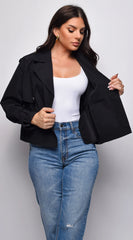 Devin Cropped Trench Jacket Black
