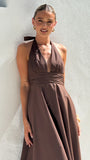 Kathy Halter Neck Maxi Dress Chocolate