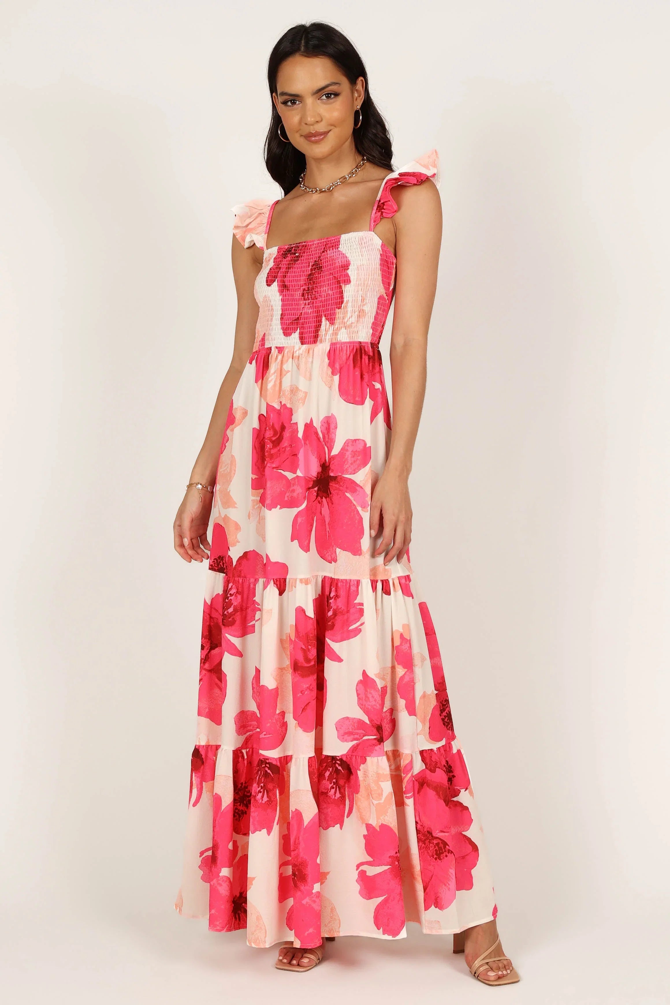 Tilly Shirred Maxi Dress Pink