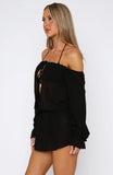 Back To Shore Long Sleeve Mini Dress Black