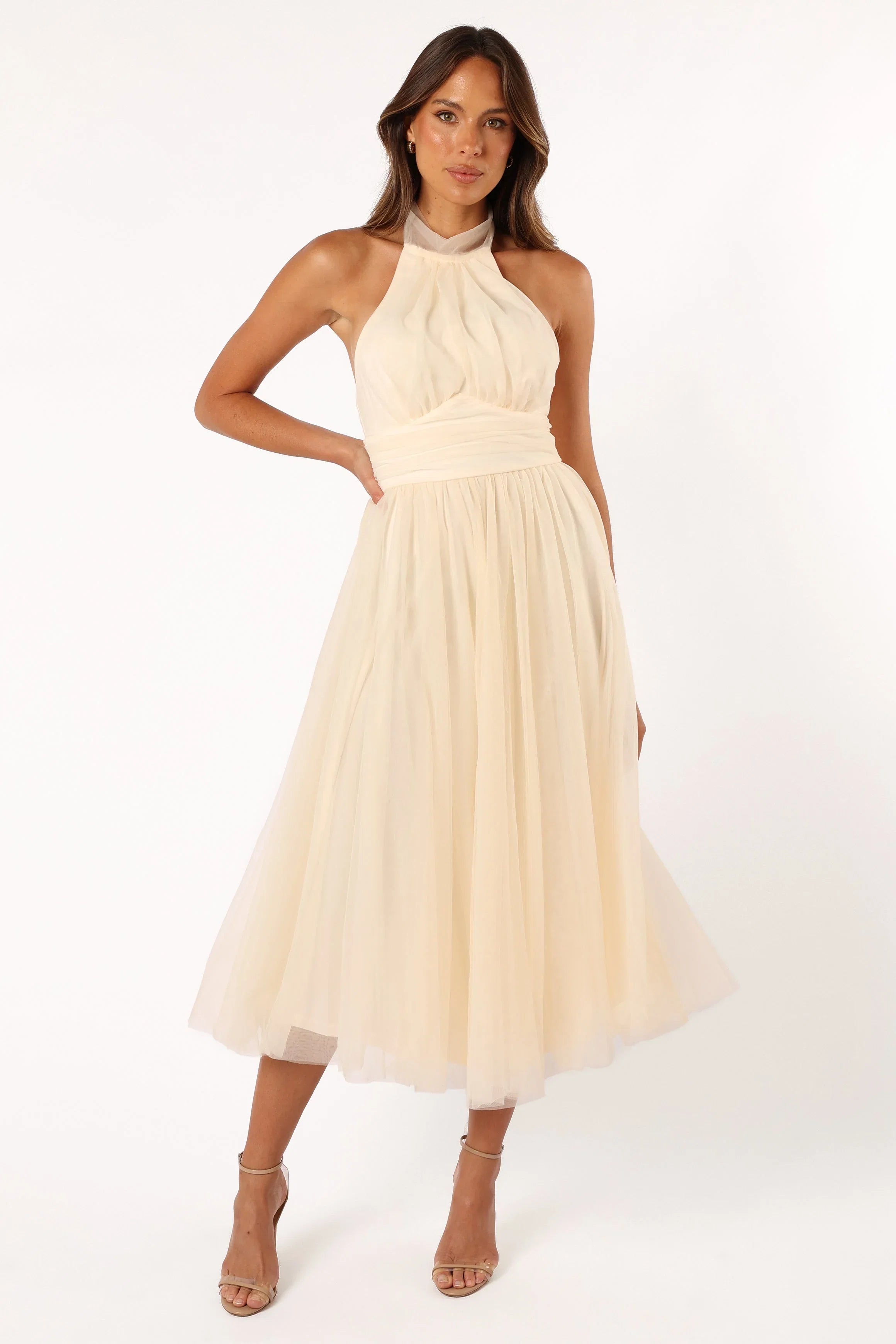 Aletta Halterneck Midi Dress Cream