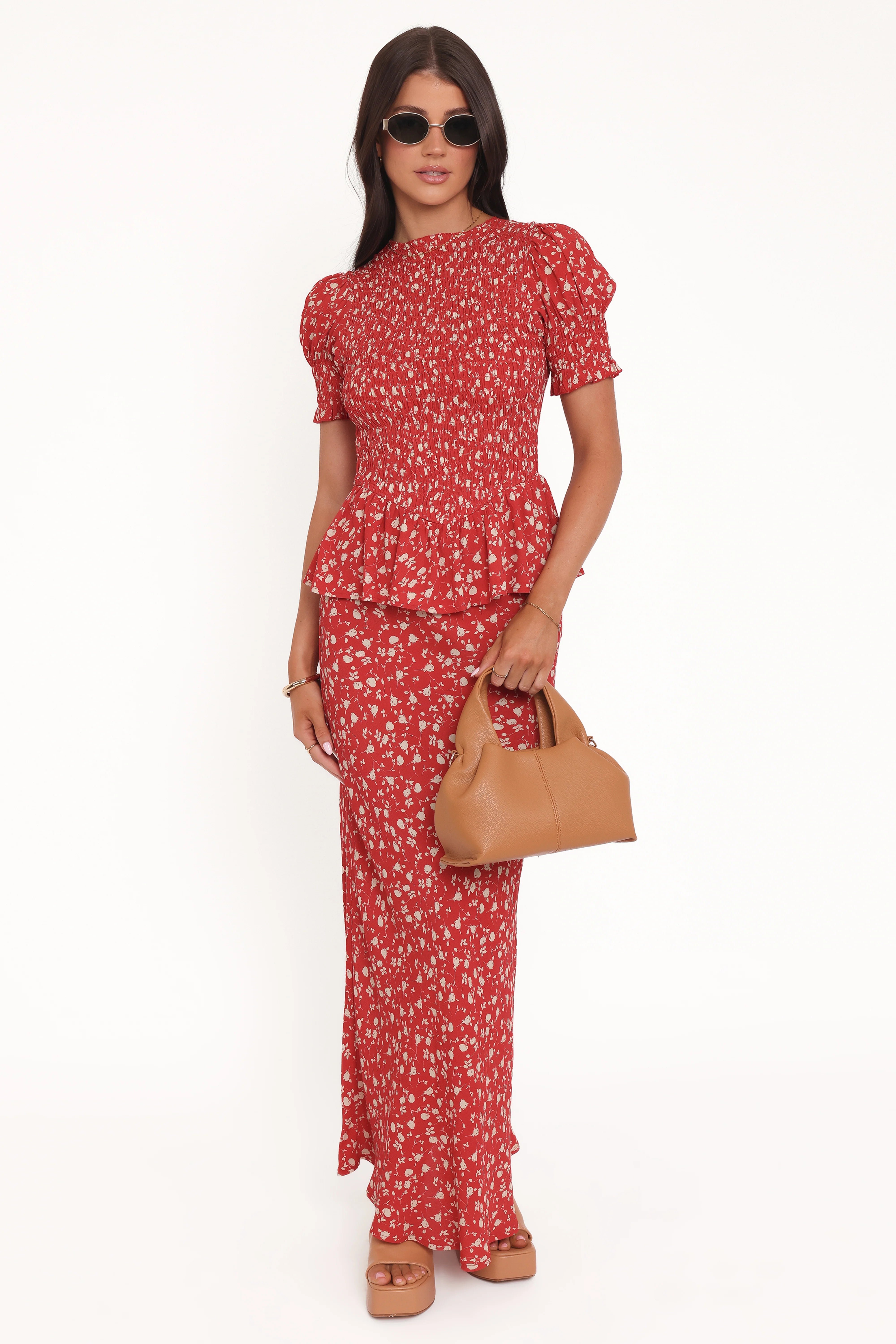 Zoella Peplum Top Red Floral