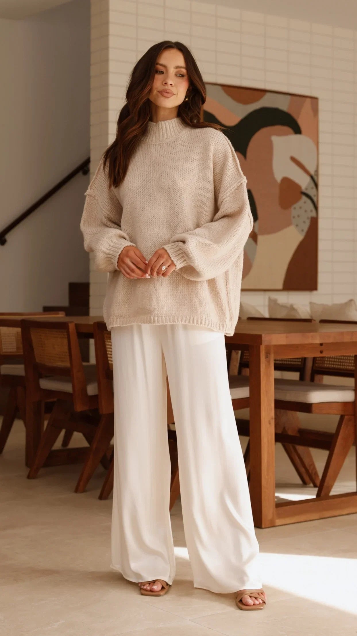 Savanna Knit Sweater Beige