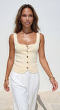 Sireya Button Up Knit Top Yellow