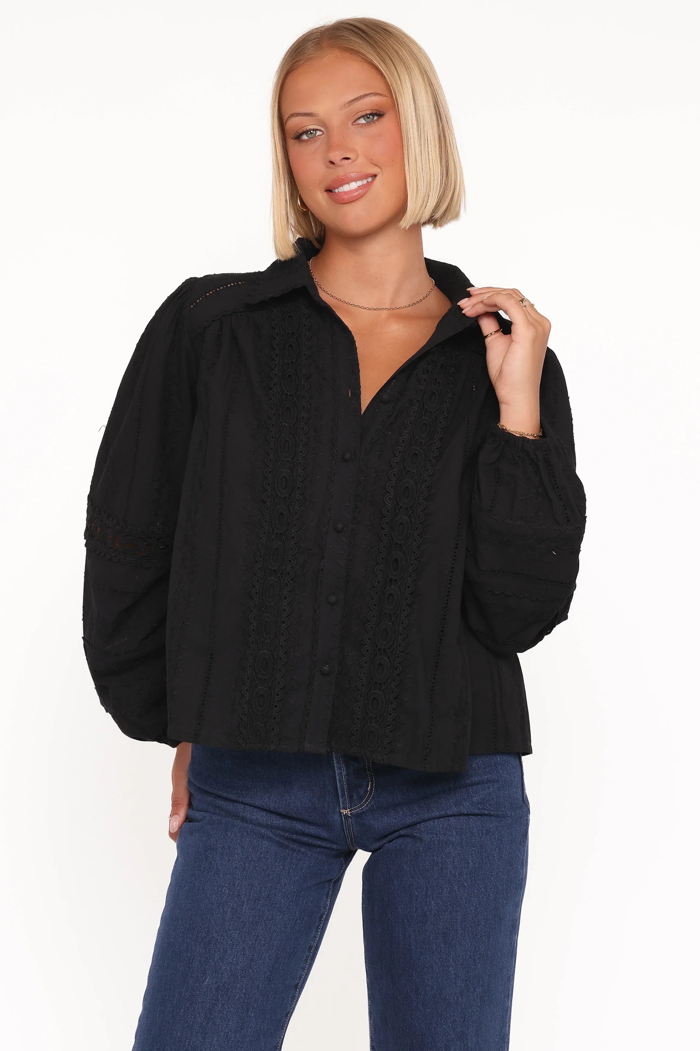 Catania Lace Inset Top Black