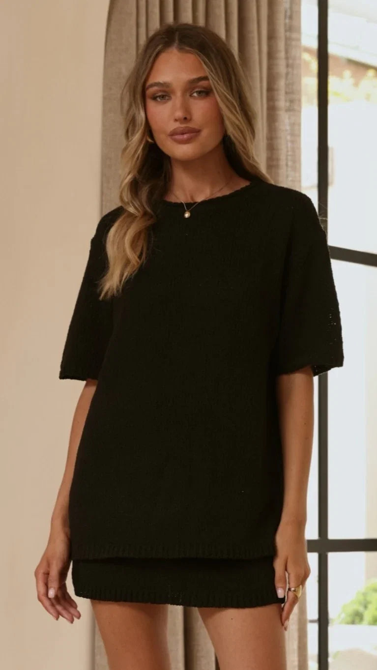 Casey Oversized Knit Tee Black