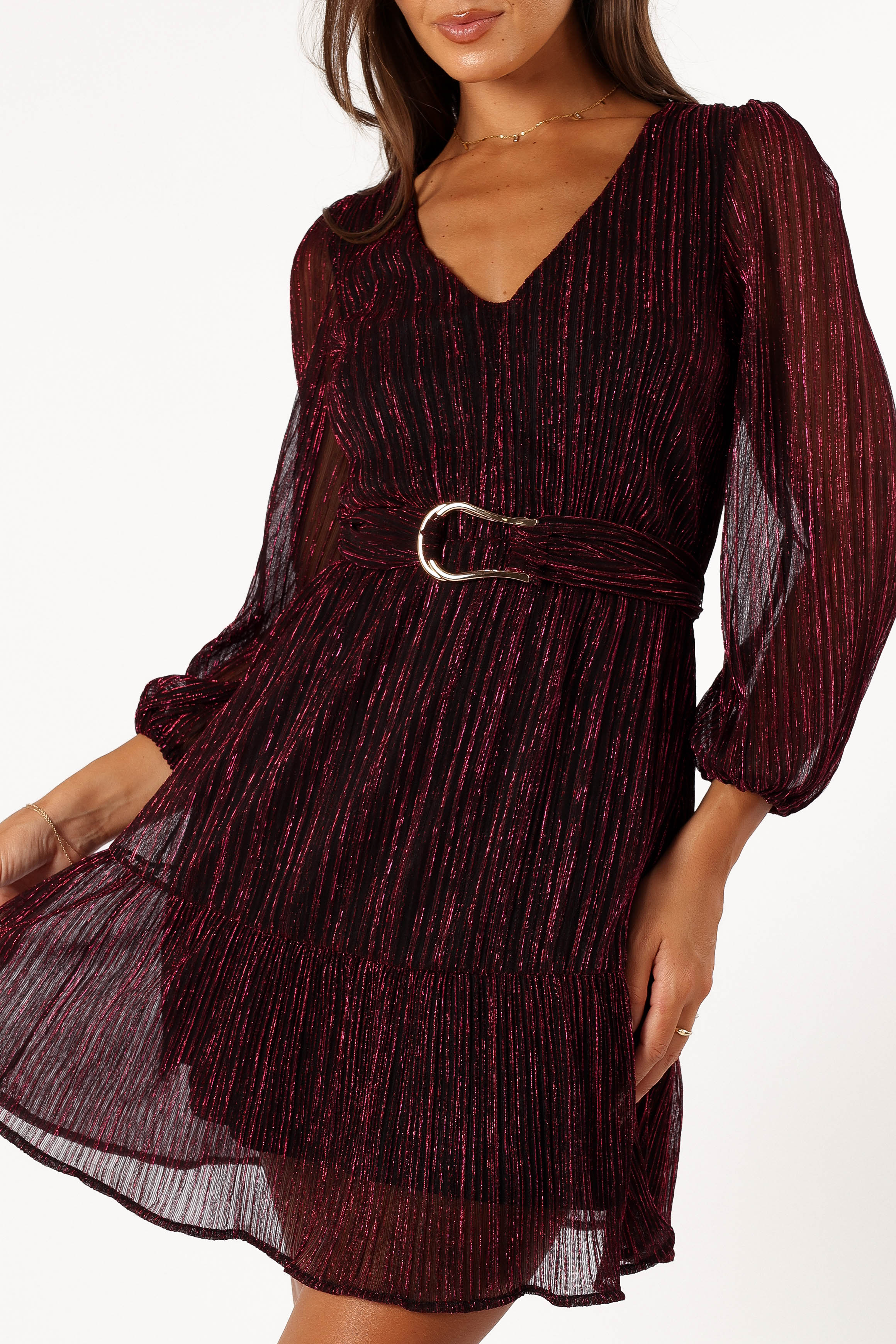 Glimmer Long Sleeve Mini Dress Pink