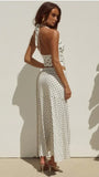 Melody Flounce Midi Skirt Cream Black Polka
