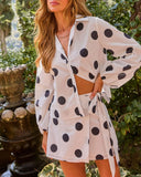 Spotted Love Cotton Polka Dot Wrap Tie Mini Skirt